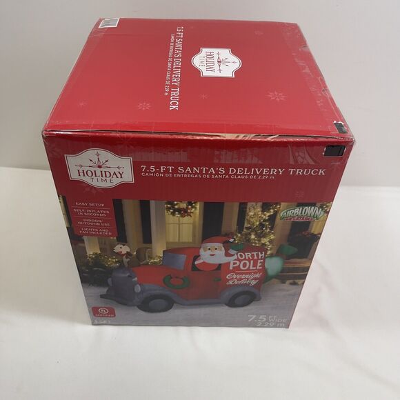 Santa's Delivery Truck Squirl & Sack 7.5 Foot Air blown Inflatables Holiday Time - Picture 8 of 11